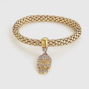 Trendy 14K Gold Plated Skull Charm Bracelet